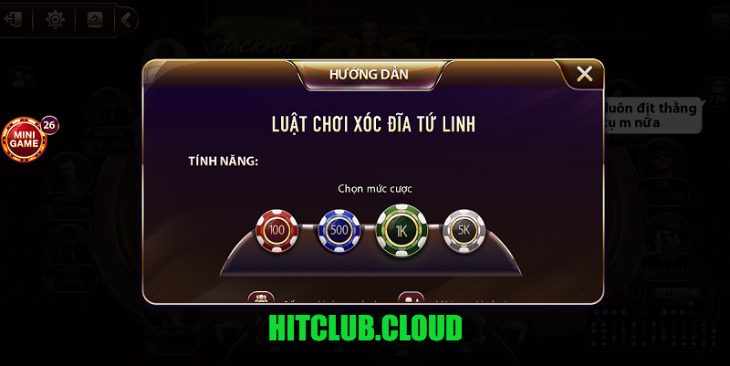 Luật chơi trong Xóc Đĩa Tứ Linh Hitclub